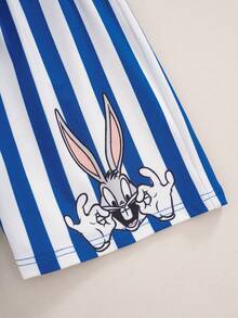 LOONEY TUNES X SHEIN 小男孩卡通印花T恤短褲套裝 - 藍色 - 查看 9