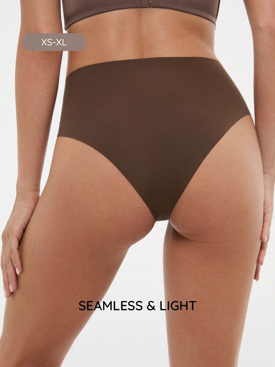 Bralution 1pc Nude Seamless High Waist Comfortable Minimalist Daily Seamless Panties (1pc/Pack) - Coffee Brown - View 1