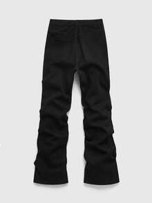 ROMWE MEN Street Life Spring Casual Graphic Men'S Fashion Street Style Rhinestone Cross Graphic Slant Pocket Denim Jeans - Black - View 2