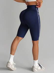 Slayform Slayform Colorblock Seamless Athletic 5" Shorts - Navy Blue - View 2