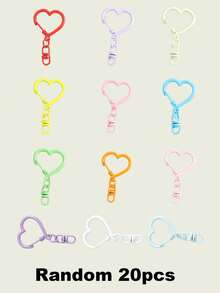 10/20Pcs Random Color Heart Shaped Keychain, DIY Jewelry Making Accessories For Bags, Dog Leashes, Wallets, Keychains, Pet Charms & Outdoor Key Ornaments, Key Ring Decor Components - Heart-shaped Hook - View 16