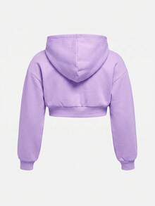 SHEIN Girlism 青少年女孩休閒針織連帽衛衣套裝 - 紫色 - 查看 6