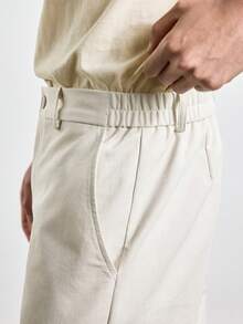 Merionis Men's Solid Color Casual Versatile Daily Wear Long Pants - Beige - View 6