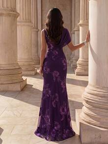 Coutiva Formal Evening Gown (Heavily Embellished) - Purple - View 2