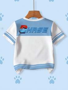SHEIN | PAW Patrol 男童休闲撞色狗狗印花圆领短袖T恤，夏季 - 白色 - 查看 2