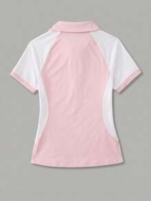 CourtClass CourtClass 女款拼色休閒百搭日常穿著短袖 Polo 衫 - 彩色 - 查看 2
