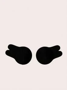 SHEIN Rabbit Ear Shaped Nipple Cover Black, Reusable Self-Adhesive Silicone Breast Pasties Invisible Sticker For Women Backless Dress Party Cosplay Outfit - Black - View 3