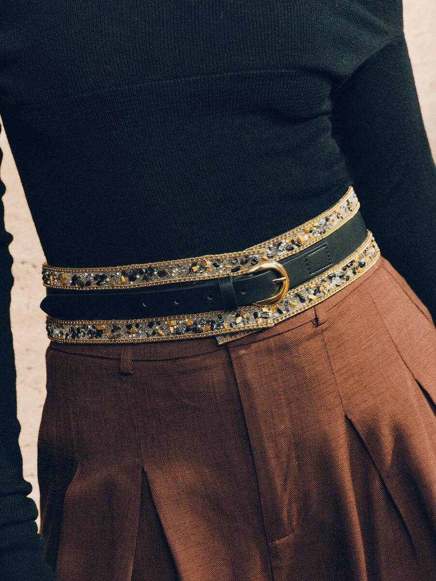 Sabuk Opalesca Besar dengan Hiasan Hitam - Hitam - View 1