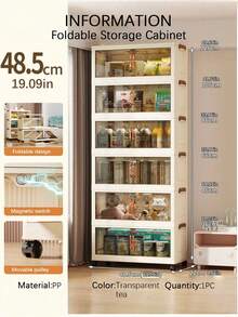 1PC Foldable Storage Cabinet Organizer No Installation Needed Multi Layer Shelf Portable Closet For Living Room Bedroom Clothes Toy Container Space Saving Collapsible.Dorm Room Essentials,Aesthetic Ins,For College Girls,Foldable Portable,Space Saving - Transparent Tea - View 10