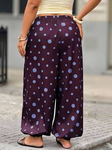 Vionelle Plus Size Women's Casual Traditional Bohemian Boho Elegant Harem Pants, Powder Blue Trousers, Daily Wear Vacation Wedding Guest Long Pockets Autumn - Multicolor - View 3