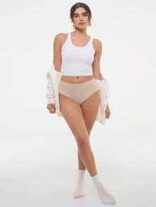 Bralution 1pc Nude Seamless High Waist Comfortable Minimalist Daily Seamless Panties (1pc/Pack) - Light Grey - View 8