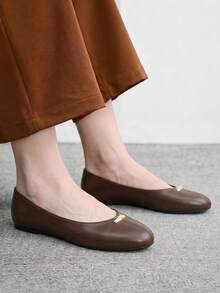 CUCCOO BIZCHIC Women Shoes Round Toe Flat Bottom Women's Shoes Simple All-Match Daily Commuting To Work Shopping Comfortable Versatile Flat Bottom Women's Shoes Fall Shoes - dark brown - View 4