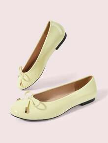CUCCOO DOLLMOD Women's Flats, Round Toe Ballet Flats, Comfortable Slip-On - Light yellow - View 3