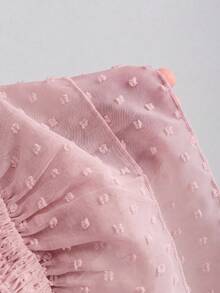 Sweetra Women's Spring/Summer Vacation Style Ruffle Trim Patchwork Woven Tape Tie Jacquard Fabric Shirt, Elegant Slimming Fitted Beach Top - Watermelon Pink - View 5