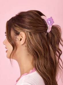 SHEIN X Care Bears 可愛雙面3D熊造型髮夾，適合女性 - 紫色 - 查看 3