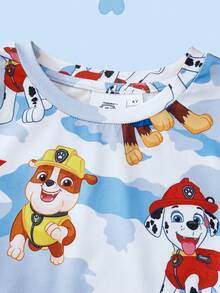 SHEIN | PAW Patrol Young Boys Minimalist Print Round Neck Short Sleeve T-Shirt And Shorts Set - Multicolor - View 6