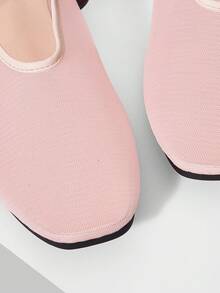 MOTF PREMIUM WOMEN'S LASER HOLLOW SQUARE TOE FLAT SLIP-ON SHOES - Pink black - View 5
