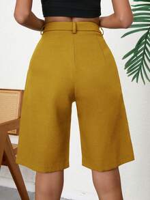 Aveloria Modichic Bermudas con bolsillos inclinados - Amarillo - Ver 2