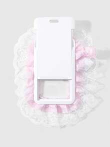ROMWE Kawaii 1個Ins風時尚簡約粉色仿珍珠蝴蝶結翅膀波點百褶蕾絲卡套DIY鑰匙圈包包吊飾，節日禮物 - 粉色-21 - 查看 6