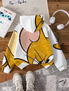 TOM & JERRY X SHEIN 小男孩秋冬休閒卡通印花衛衣 - 白色 - 查看 2