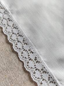 Cirelle 6入白色蕾絲飾邊布餐巾，柔軟聚酯纖維刺繡蕾絲邊餐巾，優雅可重複使用餐巾，適用婚禮、茶會、宴會與日常用餐 - 白色 - 查看 9