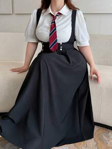 Vibekara 大尺碼休閒 2 合 1 百褶鈕扣洋裝 - 彩色 - 查看 6