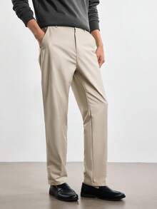 Merionis Men's Anti-Wrinkle And Easy To Care For Fashion Versatile Casual Commute Airport Graduation Office Work Solid Color Suit Pants Teachers' Day Khaki - Apricot - View 9