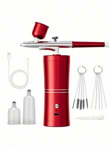 1 Set Super Stable Spray Gun Kit: Precision Spray Gun For Nail Art,900mAh Rechargeable Battery For Model Making, Portable Makeup Spray Gun Suitable For Gel Manicure, Ombre French Manicure, Etc. - Multicolor - View 12