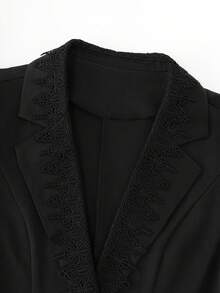 LUMIGAL Women's Black Lace Patchwork Bell Sleeve Long Sleeve Jacket - Black - View 6
