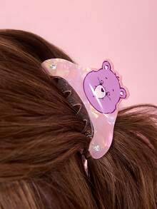 SHEIN X Care Bears 可愛雙面3D熊造型髮夾，適合女性 - 紫色 - 查看 2