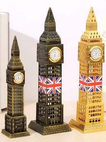 1pc London Big Ben Clock Tower Model, Landmark Architecture, Metal Building Model Decor, Elegant Architecture Decor, Sturdy Alloy Desktop Ornament, Home And Office Decor, Crafted Retro Design, Wedding And Party Favor, Gift For Friends, Souvenir - Multicolor - View 7