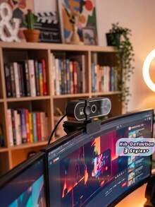 كاميرا ويب 2K/4K للكمبيوتر، دقة 1080P HD، واجهة USB، مع ميكروفون، تركيز تلقائي، تدعم دقة كاملة 1080P - متعدد الألوان - مشاهدة 2