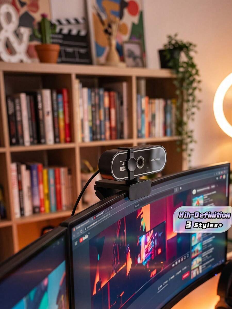 كاميرا ويب 2K/4K للكمبيوتر، دقة 1080P HD، واجهة USB، مع ميكروفون، تركيز تلقائي، تدعم دقة كاملة 1080P