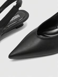 CUCCOO BIZCHIC Women Shoes Spring And Summer New Color Pointed Back Low-Heeled Shoes, Simple Cat And Mule Shoes, Non-Slip Soft Sole, French Commute - Black - View 6