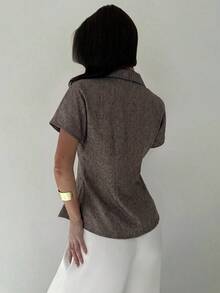Firerie 女款輕便西裝外套，夏季教師節辦公工作商務摩卡棕優雅休閒 - 棕色 - 查看 2