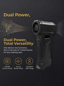 Teckwe 1 High-Speed Brushless Motor Turbo Handheld Fan, Multiple Replaceable Nozzles, Suitable For Outdoor Camping And Cleaning Keyboard Gaps In The Car Battery Capacity: 1300mAh USB Charging - A - View 4