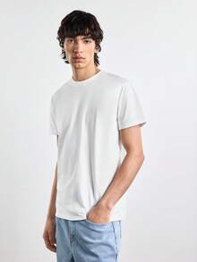 Merionis Men's High-Quality Thick 100% Cotton Simple White Casual Basic Modest Crew Neck Short Sleeve T-Shirt For Daily Wear Vacation Summer - White - View 9