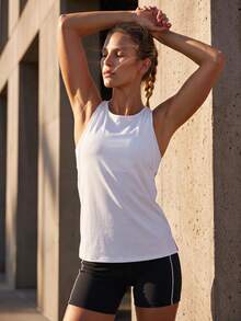 WanderVale Women's Simple Versatile Round Neck Sports T-Shirt For Running And Fitness - White - View 1