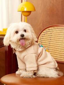 TOM & JERRY X PETSIN 1PC Pet Sweater In Beige, Universal For Cats And Dogs, Soft Hoodie Style, Suitable For Small Dogs As A Comfortable Clothing Item For Spring And Autumn, Warm And Cute - Beige - View 7