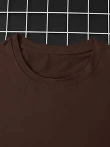 NEOREFINED Men's Solid Color Round Neck Short Sleeve T-Shirt - Coffee Brown - View 6