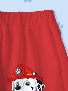 SHEIN | PAW Patrol 2pcs/Set Young Boy Contrast Color Cartoon Print Round Neck T-Shirt And Shorts Set - White - View 5