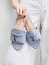 CUCCOO BIZCHIC Women's Shoes, Light Blue, Suede Texture, Classic Flat-Bottomed Slippers, Comfortable And Versatile In Summer, Suitable For Commuting Office Wear