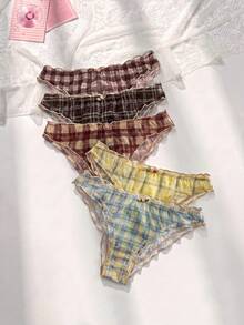 PetitDoll 5pcs/Pack Women's Floral Trim Comfortable Bikini Panties - Multicolor - View 1