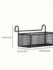 1Pc Black Metal Over The Door Hanging Mesh Storage Basket, Space Saving For Dorm Bedroom Closet - Multicolor - View 3