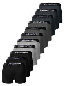 Provexi Provexi 11pcs/Set Men's Solid Color Boxer Briefs With Lettered Waistband - Multicolor - View 2