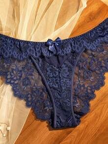 Divavoom 1 pieza Bragas de encaje para mujer talla grande - Azul Marino - Ver 6