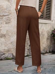 EMERY ROSE Pantalones largos casuales y versátiles de unicolor para mujer - Marrón - Ver 2