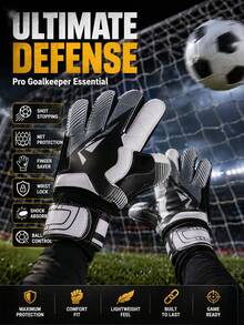Youth And Adult Goalkeeper Gloves With Superior Grip For Catching Difficult Shots, Featuring Finger Protection To Prevent Injuries, Old Version - Black - View 8