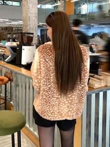 DAZY Jaket Wanita Lengan Panjang Gaya Korea dengan Motif Gradien - Khaki - View 2