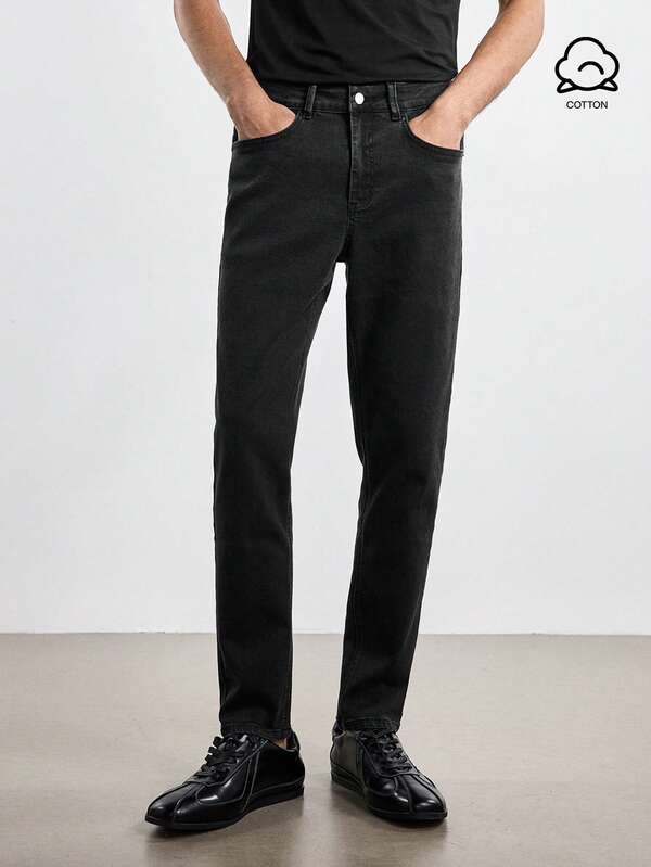 Merionis Men's Straight Leg Casual Commute Denim Jeans With Pockets